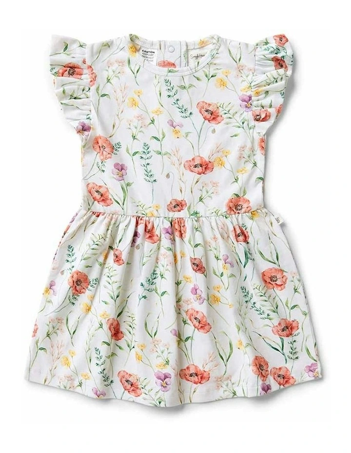 Meadow Short Sleeve Organic Dress in White image 2