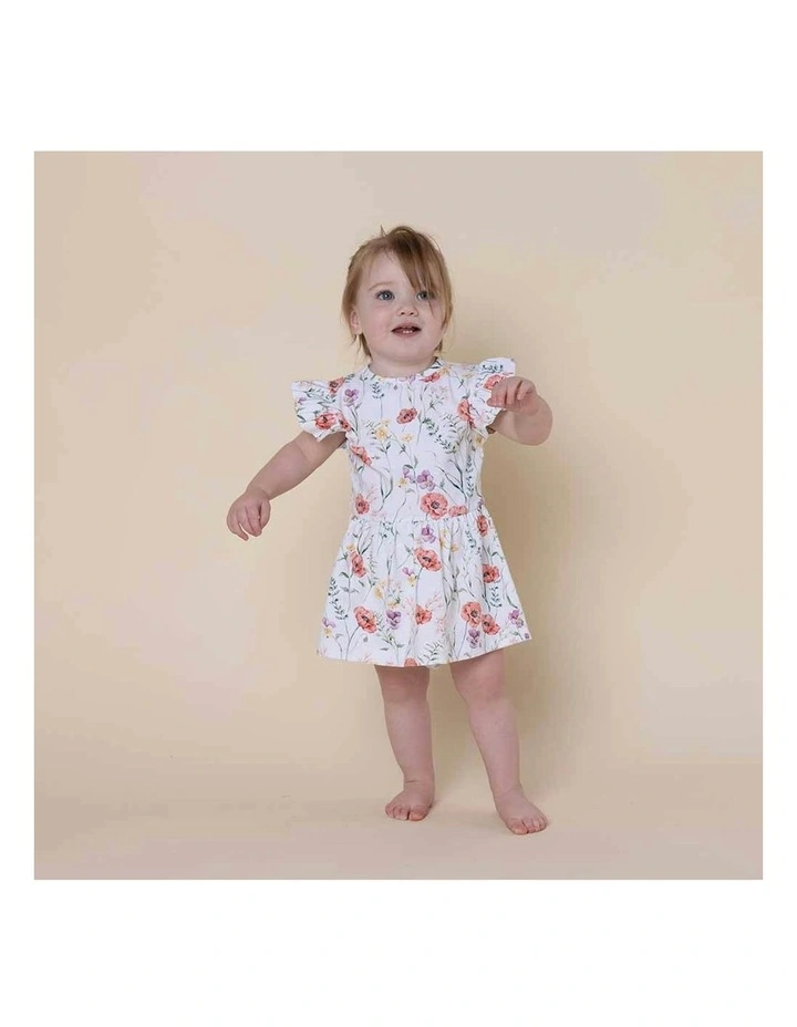Meadow Short Sleeve Organic Dress in White image 4