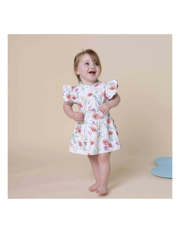 Meadow Short Sleeve Organic Dress in White image 5