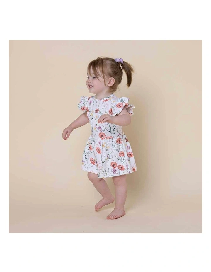 Meadow Short Sleeve Organic Dress in White image 7