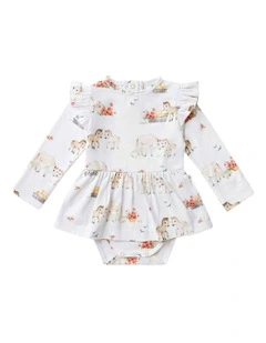 Long Sleeve Organic Dress in White
