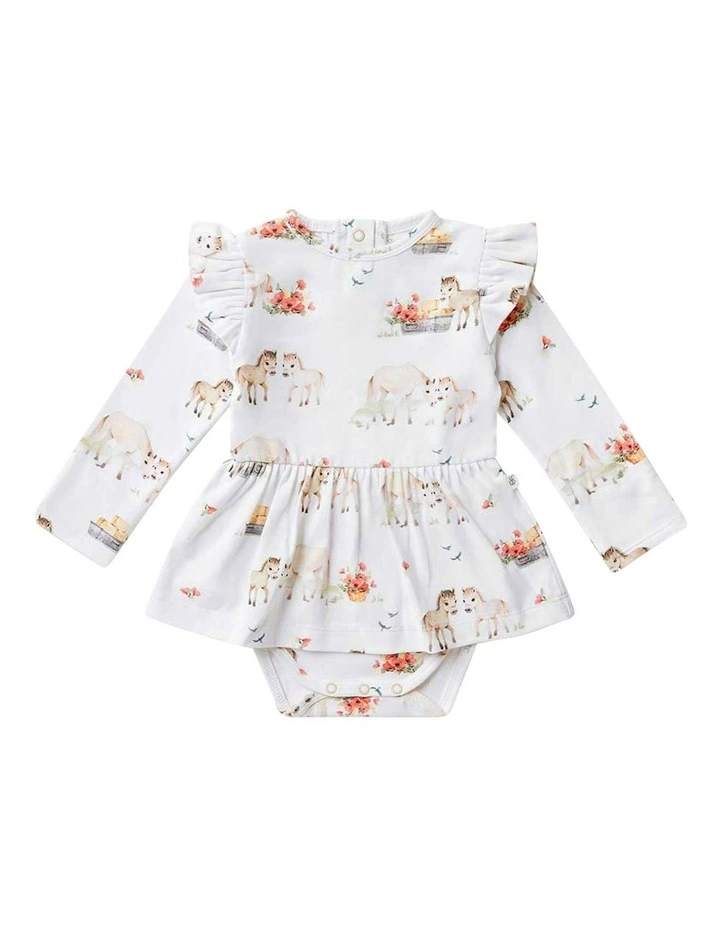 Long Sleeve Organic Dress in White image 1