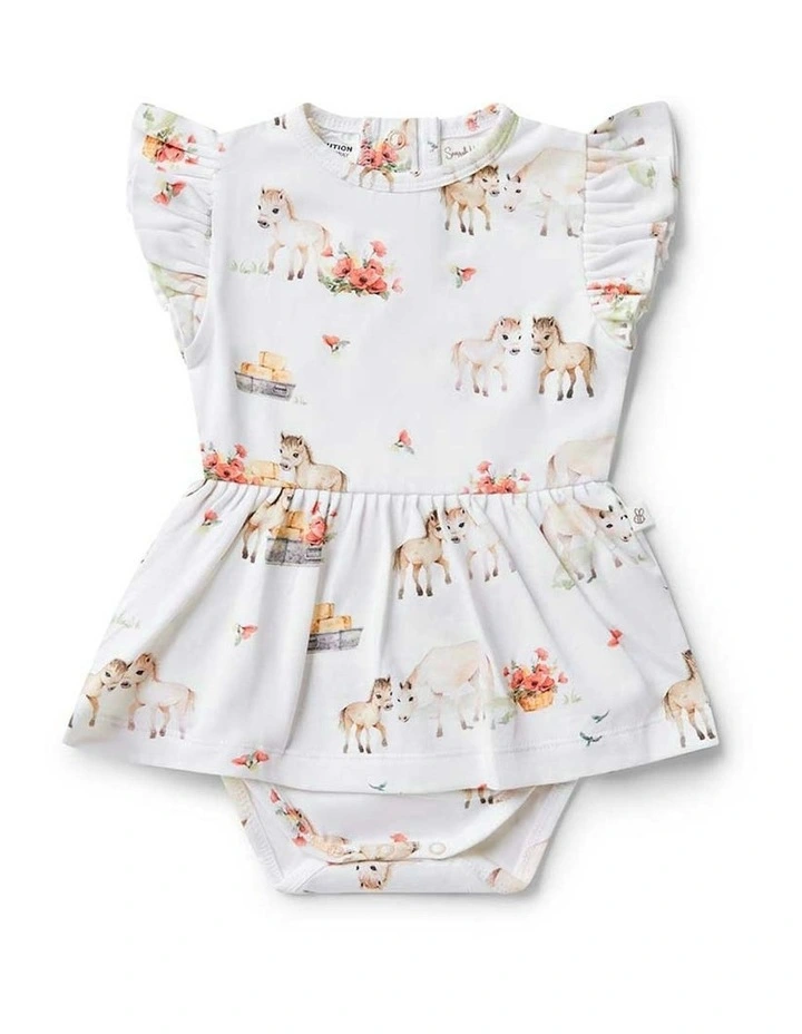 Short Sleeve Organic Dress in White image 1