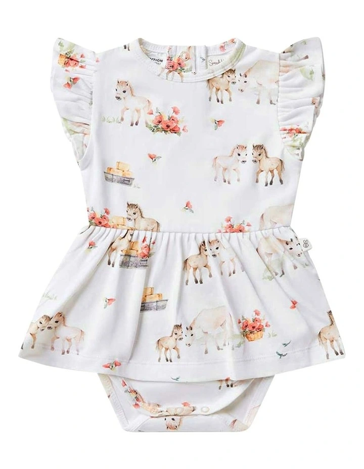 Short Sleeve Organic Dress in White image 1