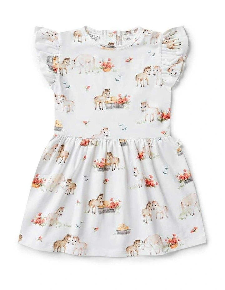 Short Sleeve Organic Dress in White image 2