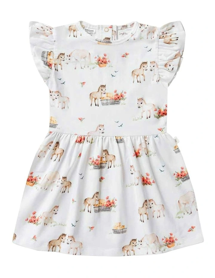 Short Sleeve Organic Dress in White image 2