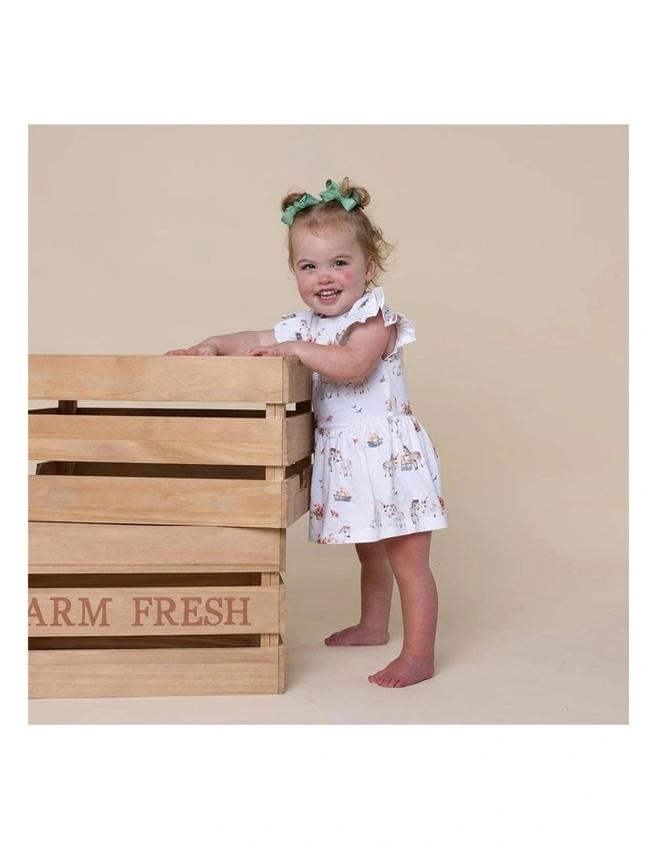Short Sleeve Organic Dress in White image 4
