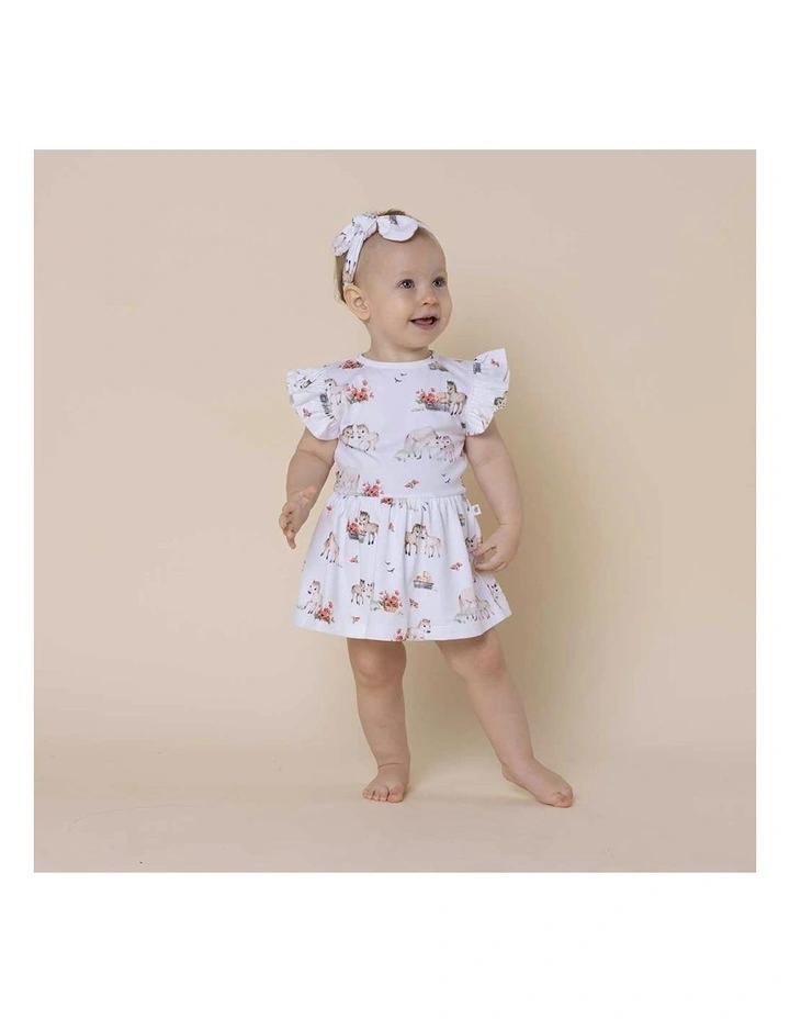 Short Sleeve Organic Dress in White image 5