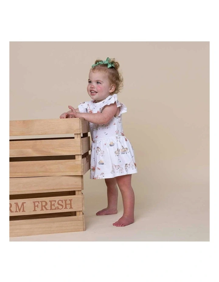 Short Sleeve Organic Dress in White image 6