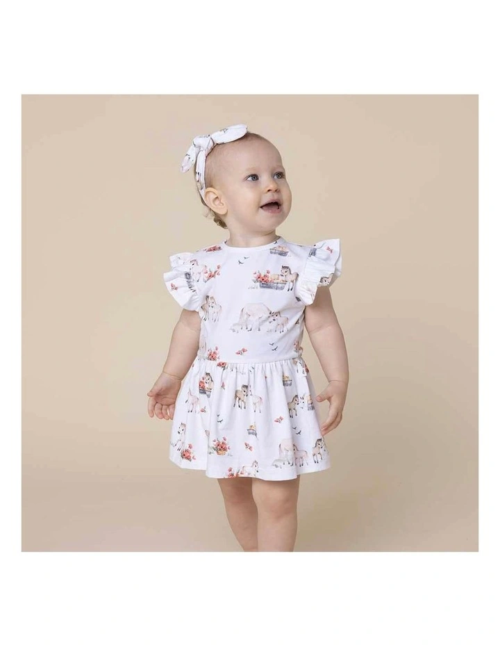 Short Sleeve Organic Dress in White image 7
