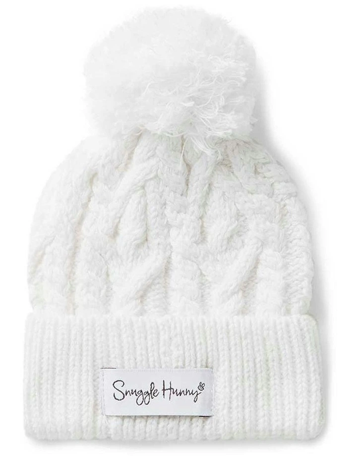 Organic Knit Beanie in White image 1