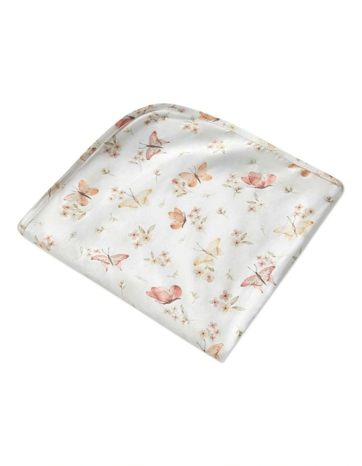 Butterfly Organic Jersey Wrap And Topknot Set in White image 2