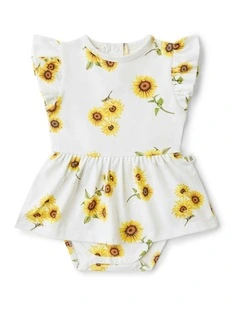 Sunflower Short Sleeve Organic Dress in White