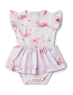 Coral Short Sleeve Organic Dress in Baby Pink