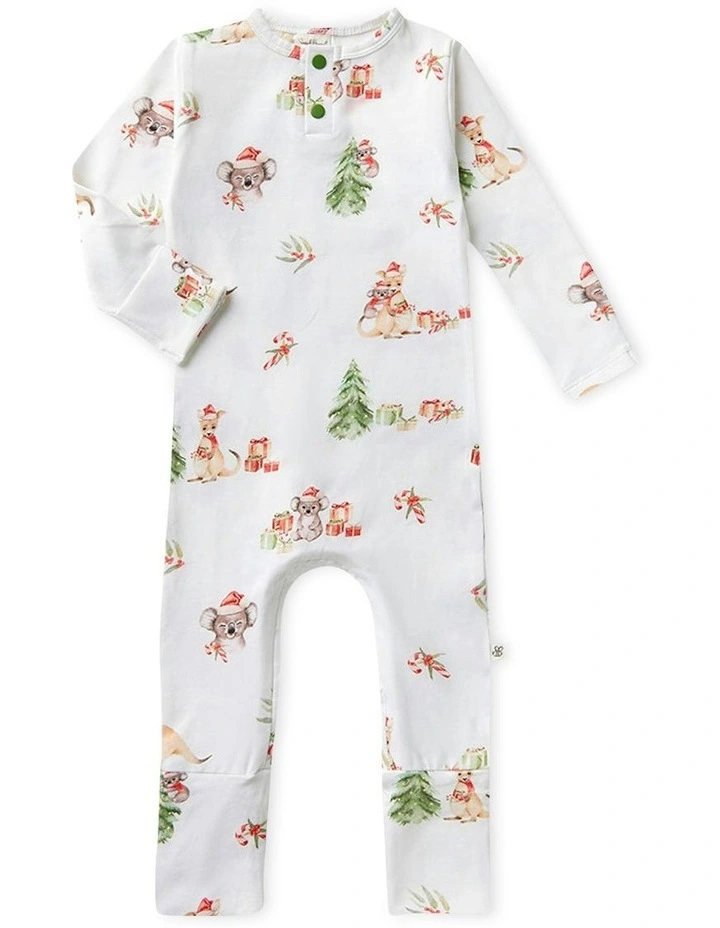 Kangas And Koalas Organic Growsuit in White image 1