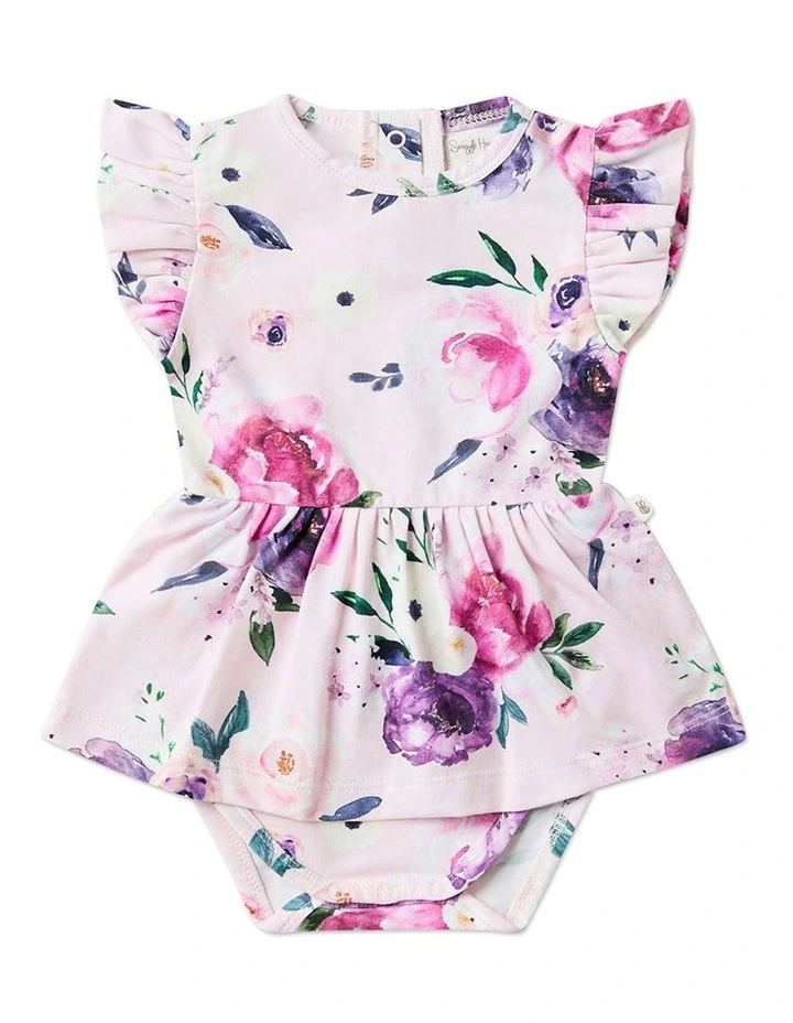 Floral Kiss Short Sleeve Organic Dress in Pink image 1