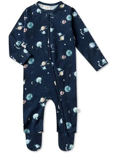 Milky Way Sleepsuit Zip Footie in Black