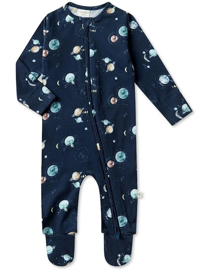 Milky Way Sleepsuit Zip Footie in Black image 1