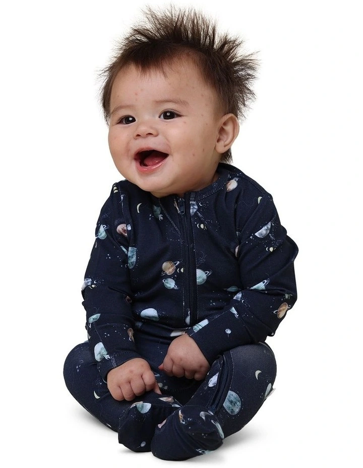 Milky Way Sleepsuit Zip Footie in Black image 3