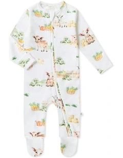 Farm Organic Sleepsuit Zip Footie in White