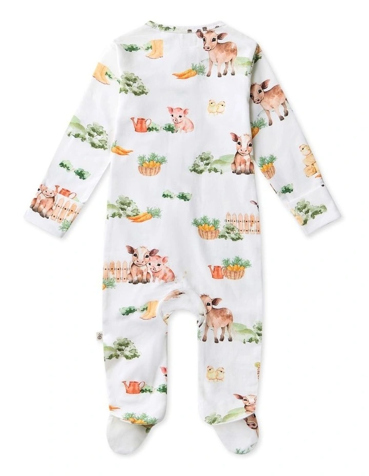 Farm Organic Sleepsuit Zip Footie in White image 2