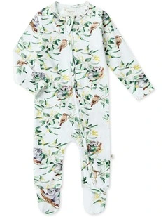 Eucalypt Organic Sleepsuit Zip Footie in White