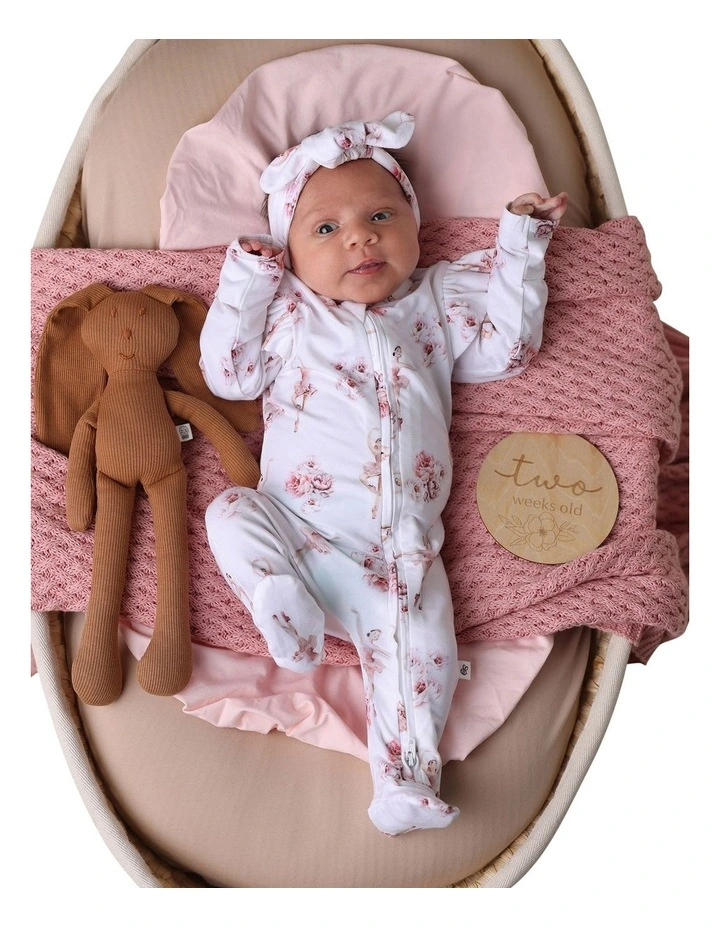 Ballerina Sleepsuit Zip Footie with Frill in White image 3