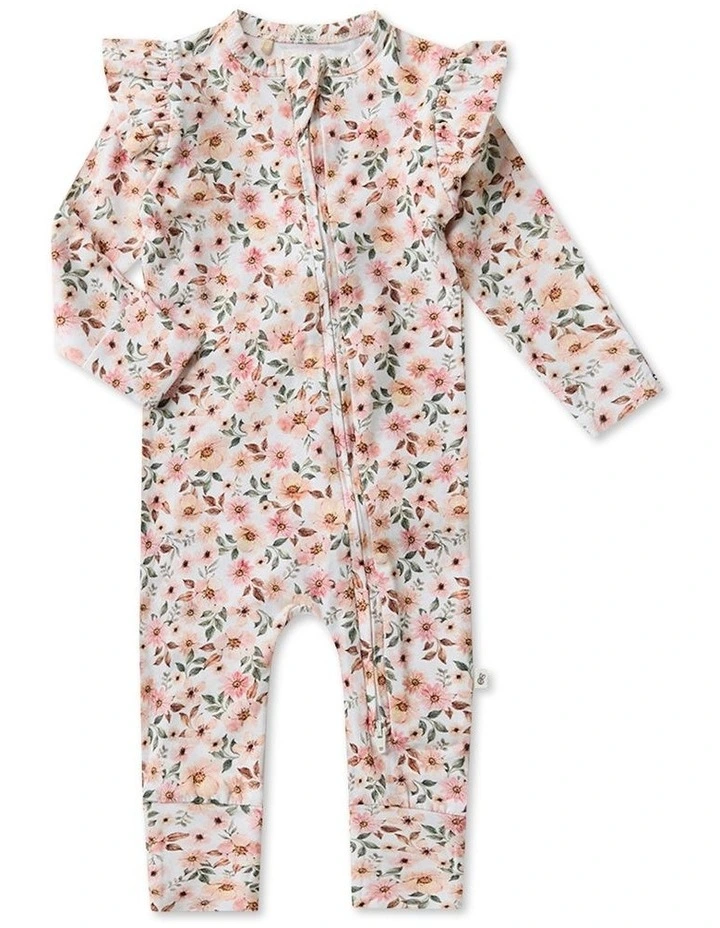 Spring Floral Convertible Romper with Frill in White image 1