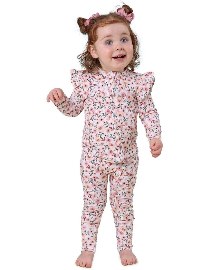 Spring Floral Convertible Romper with Frill in White image 3