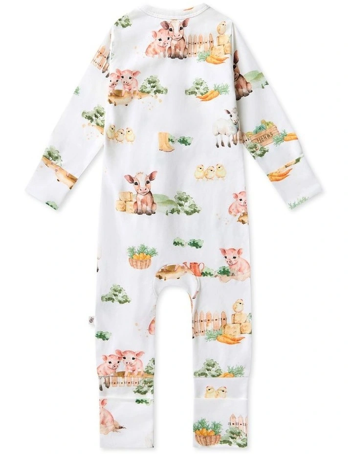 Farm Snuggle Convertible Romper in White image 2