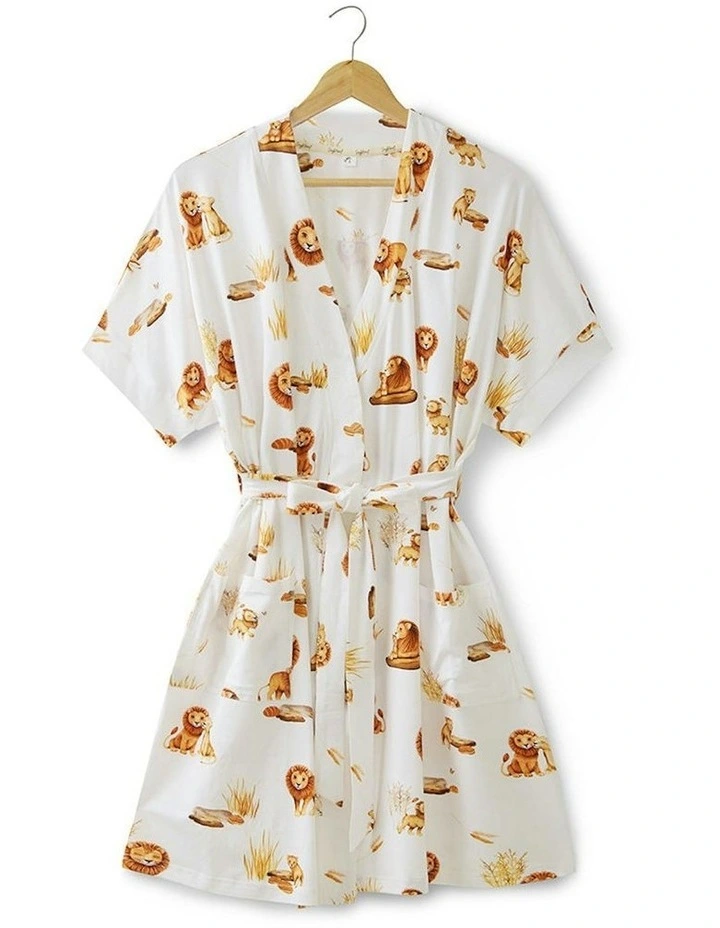 Organic Maternity Robe in Lion Print image 2