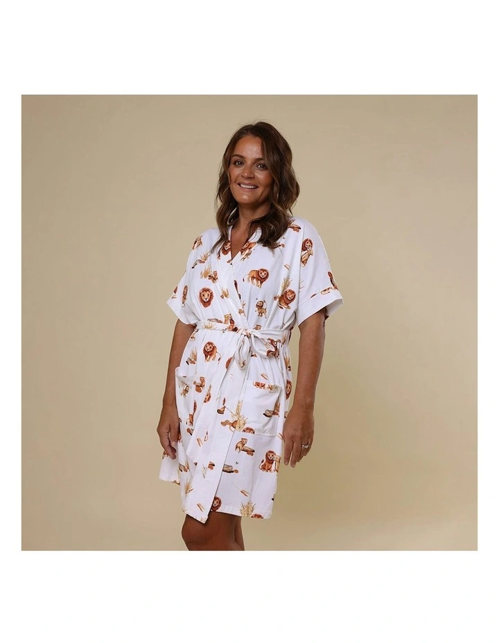 Organic Maternity Robe in Lion Print image 7