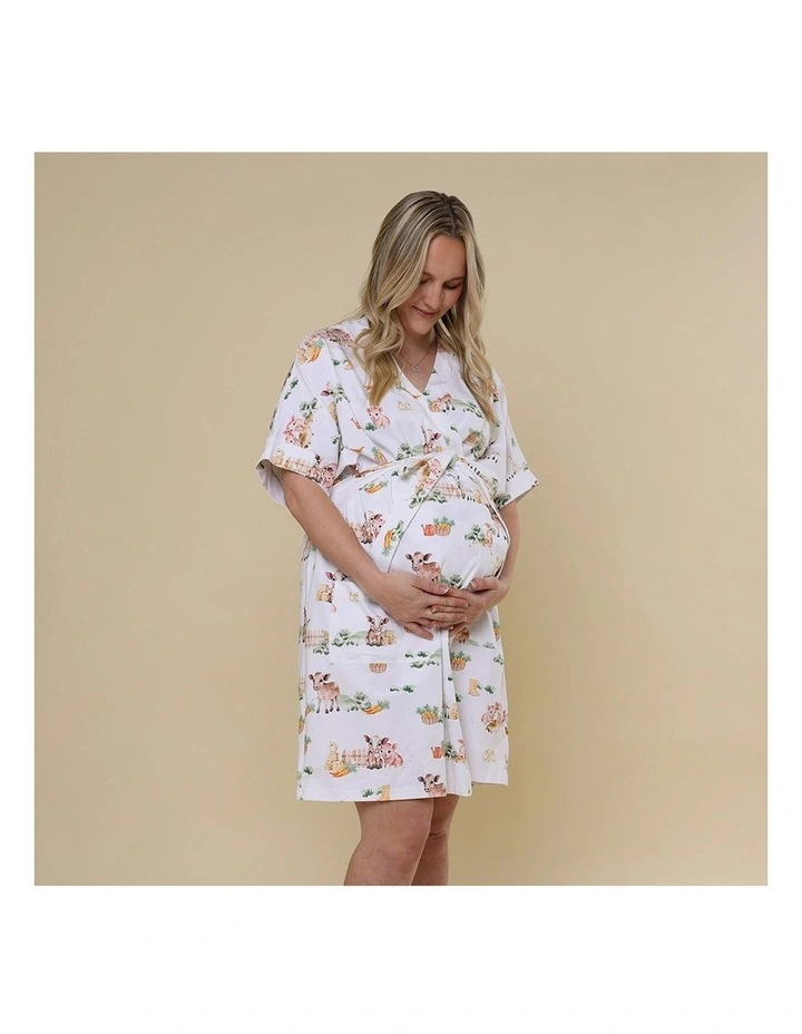 Organic Maternity Robe in Farm image 1