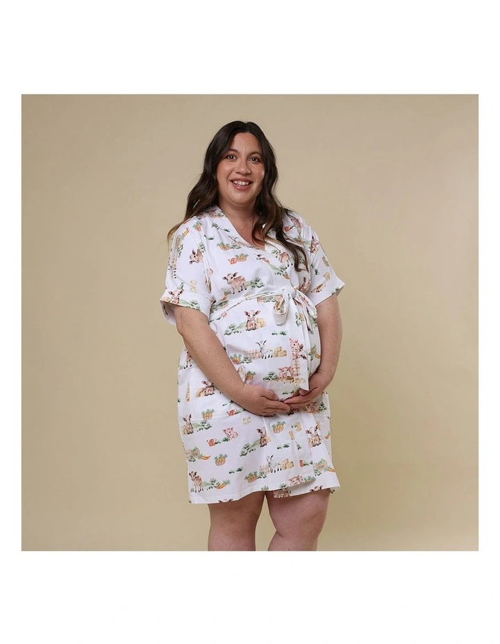 Organic Maternity Robe in Farm image 3
