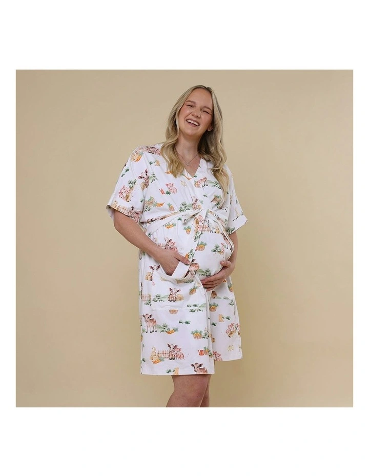 Organic Maternity Robe in Farm image 5