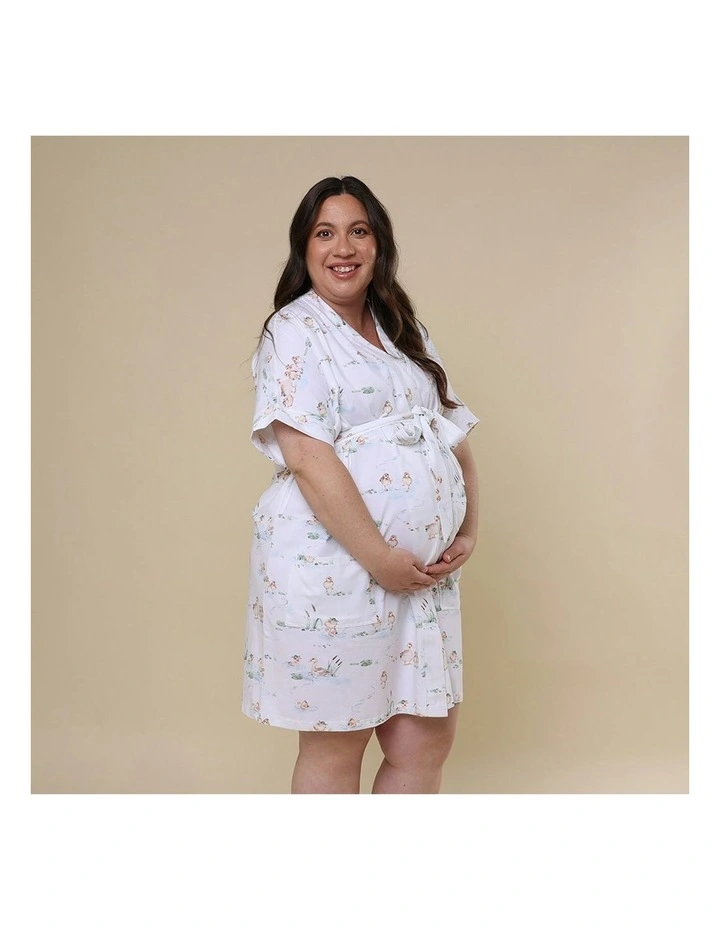 Organic Maternity Robe in Duck Pond image 3