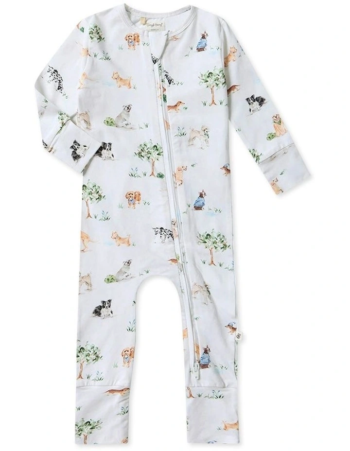 Dog Park Organic Snugglesuit Convertible Romper in White image 1