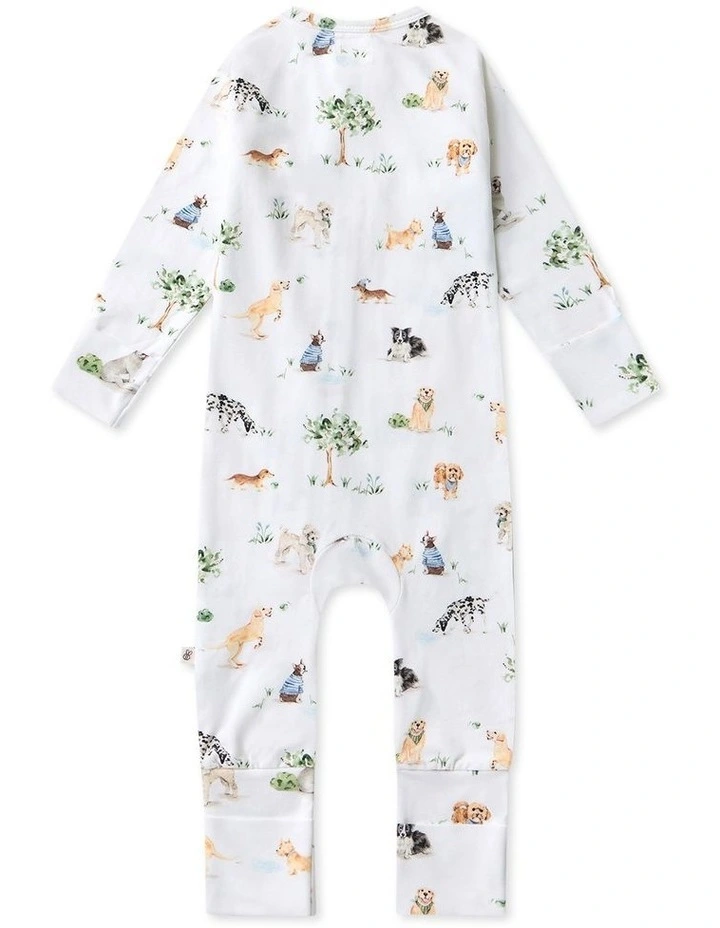 Dog Park Organic Snugglesuit Convertible Romper in White image 2