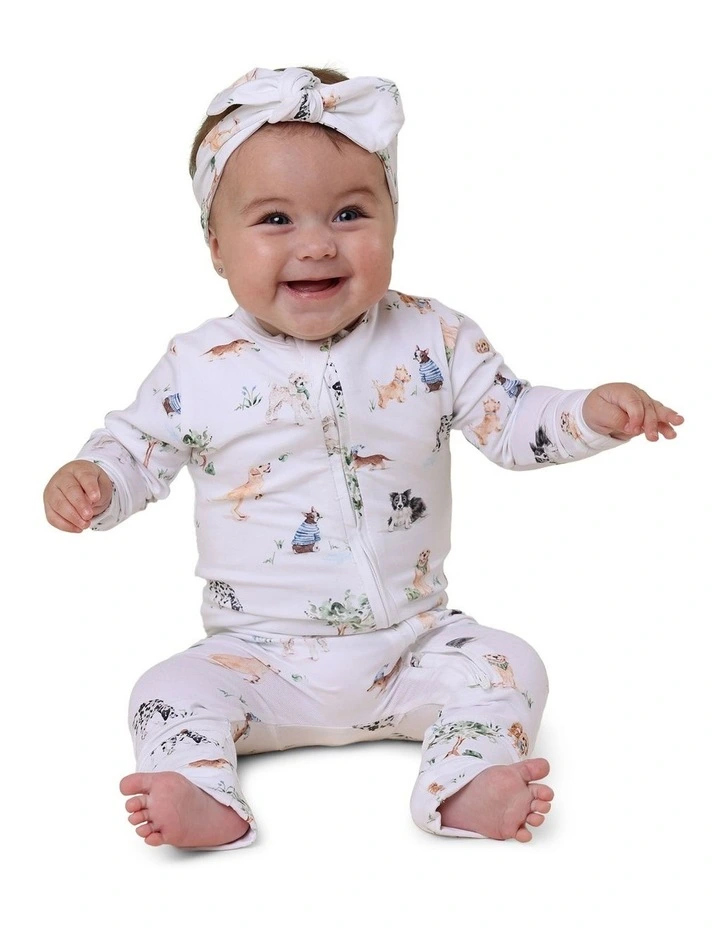 Dog Park Organic Snugglesuit Convertible Romper in White image 3