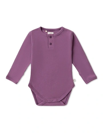 Long Sleeve Organic Bodysuit in Purple