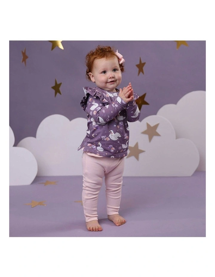 Midnight Swan Organic Long Sleeve Top With Frill in Purple image 4