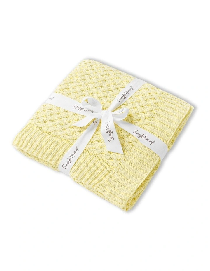 Sunlight Diamond Knit Organic Baby Blanket in Yellow image 1