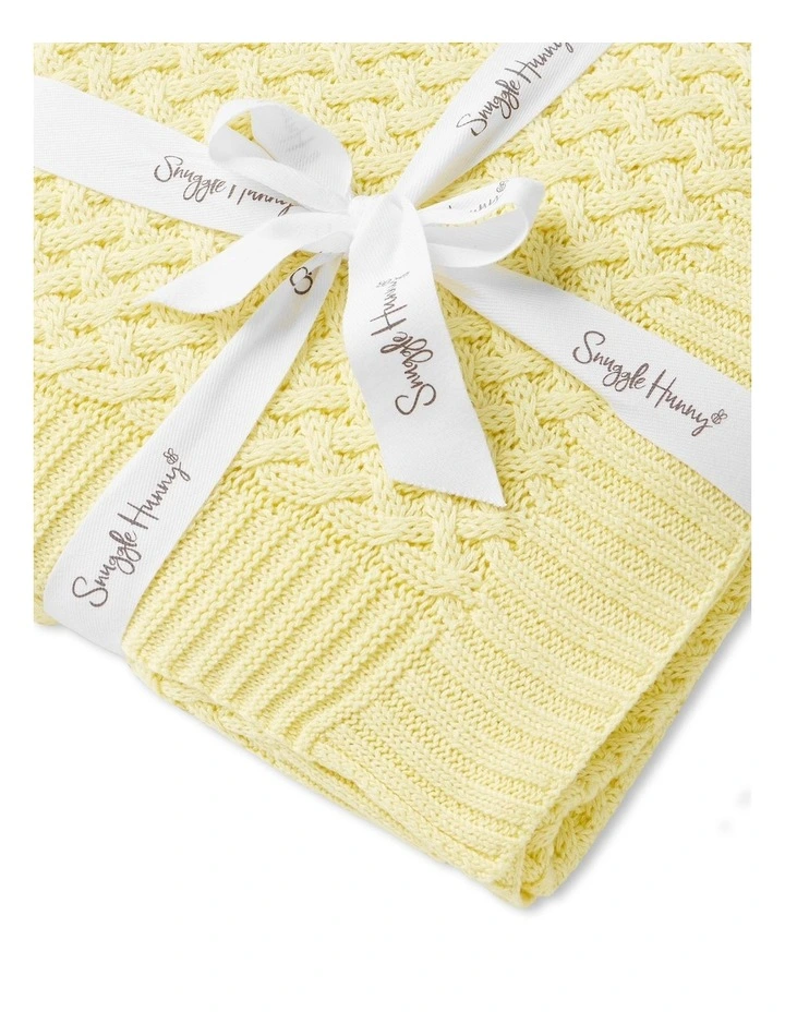 Sunlight Diamond Knit Organic Baby Blanket in Yellow image 2