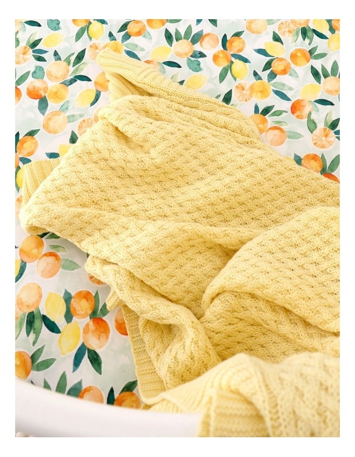 Sunlight Diamond Knit Organic Baby Blanket in Yellow image 3