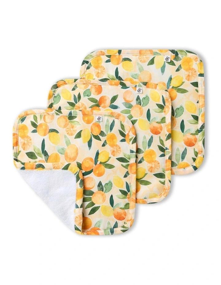 Sunny Citrus Organic Wash Cloths 3 Pack in Orange image 1