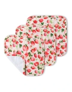 Strawberry Organic Wash Cloths 3 Pack in Pink