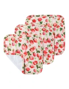 Strawberry Organic Wash Cloths 3 Pack in Pink