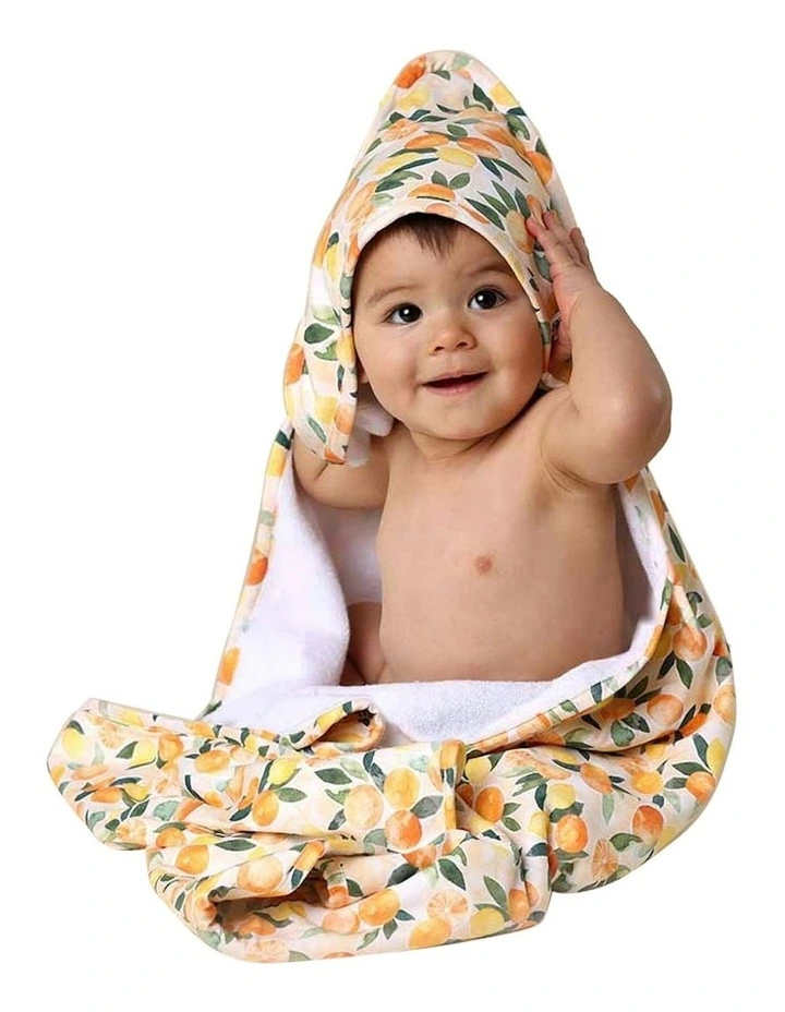Sunny Citrus Organic Hooded Baby Towel in Orange image 2