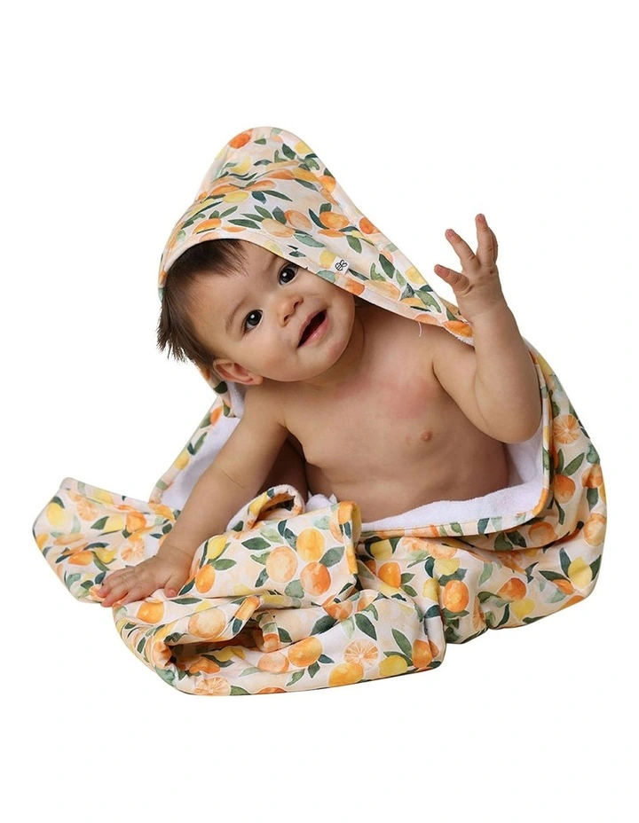Sunny Citrus Organic Hooded Baby Towel in Orange image 3