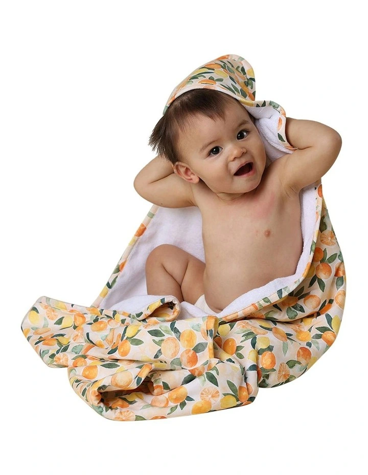 Sunny Citrus Organic Hooded Baby Towel in Orange image 4